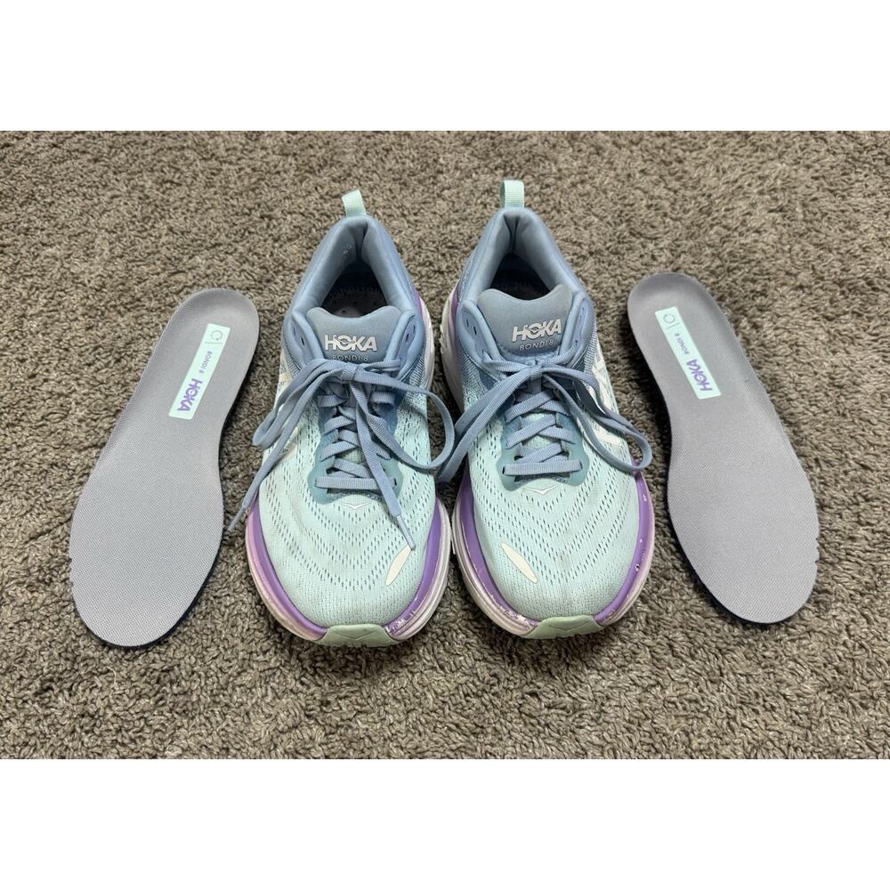 HOKA ONE ONE Bondi 8 Running Shoes Chalk Violet Pastel Lilac Sneaker Sz 8 Wide - Picture 9 of 11